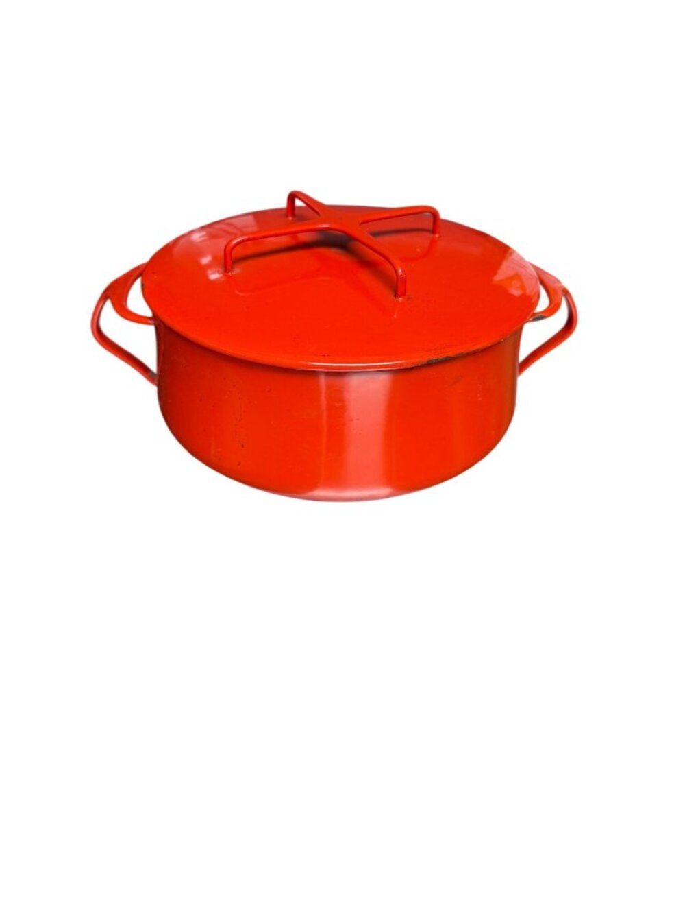 Dansk Red Enamel Cast Iron Dutch Oven With Lid Vintage Denmark IHQ Design